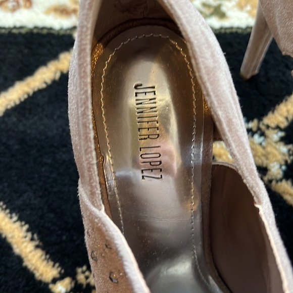 Jennifer Lopez Peep Toe Shoe Booties With Gunmetal Metallic Stones Size 7 1/2 - Picture 8 of 17